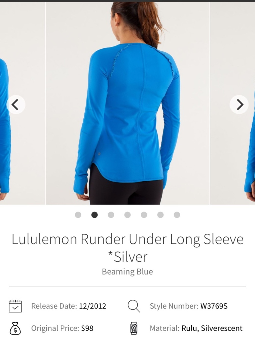 Lululemon Runder Under Long Sleeve Size 6 - Picture 4 of 4